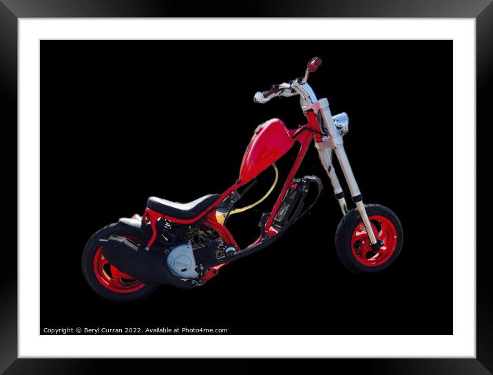 Bold and Beautiful Red Vespa Chopper Framed Mounted Print by Beryl Curran