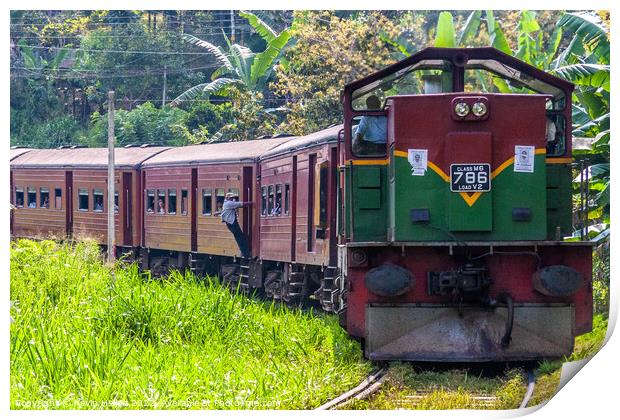 The Kandy to Ella train, Sri Lanka Print by Kevin Hellon