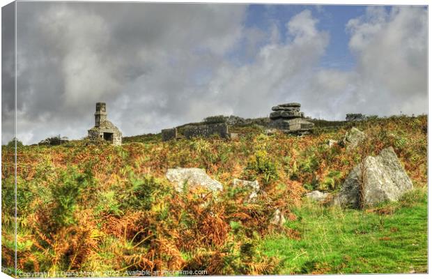 Bodmin moor Carbilly Tor and disused quarry works  Canvas Print by Diana Mower