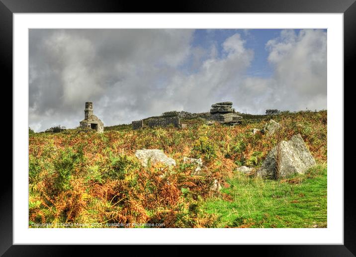 Bodmin moor Carbilly Tor and disused quarry works  Framed Mounted Print by Diana Mower