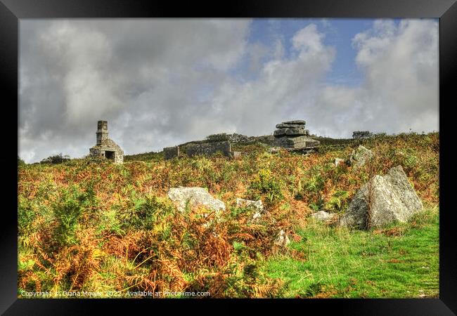 Bodmin moor Carbilly Tor and disused quarry works  Framed Print by Diana Mower