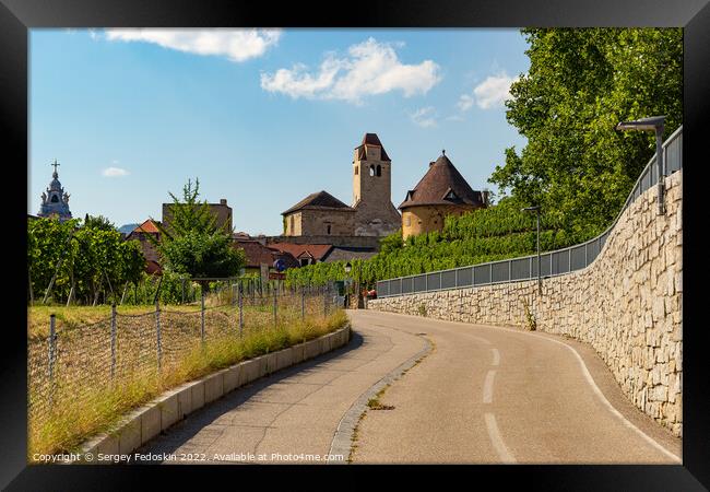 View of Durnstein town in Wachau valley. Lower Austria Framed Print by Sergey Fedoskin
