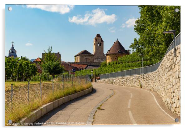 View of Durnstein town in Wachau valley. Lower Austria Acrylic by Sergey Fedoskin