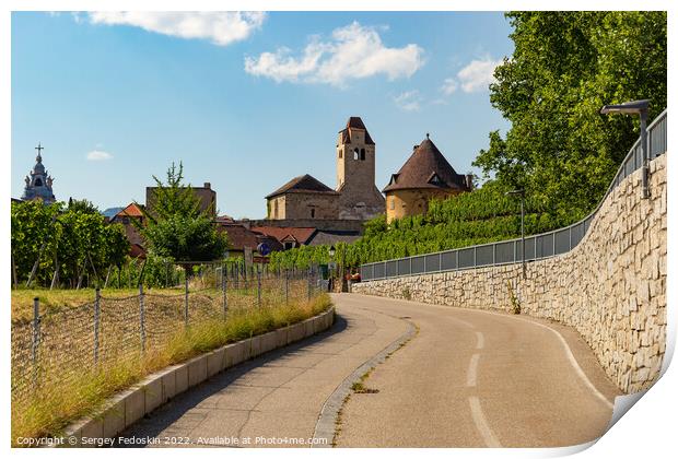 View of Durnstein town in Wachau valley. Lower Austria Print by Sergey Fedoskin
