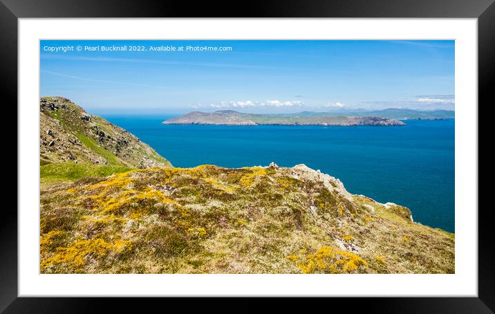 Llyn Peninsula from Bardsey Island Wales Pano Framed Mounted Print by Pearl Bucknall