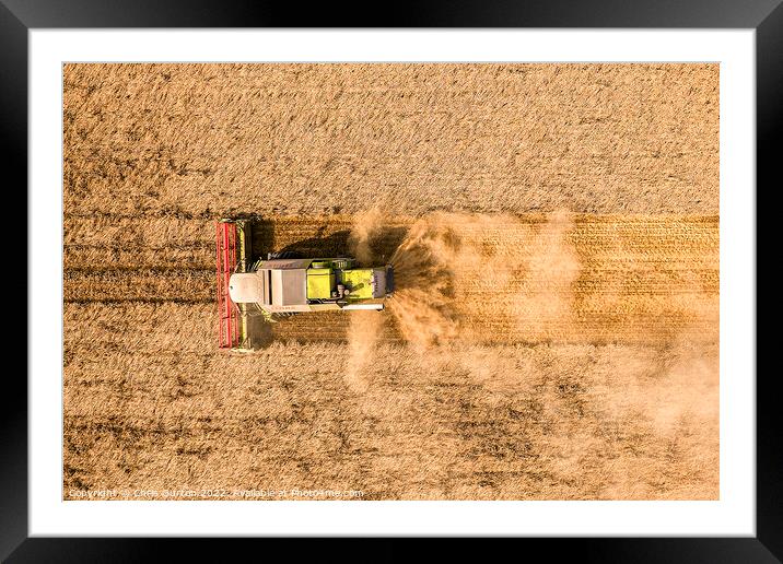 Class Combine Harvester from Above Framed Mounted Print by Chris Gurton