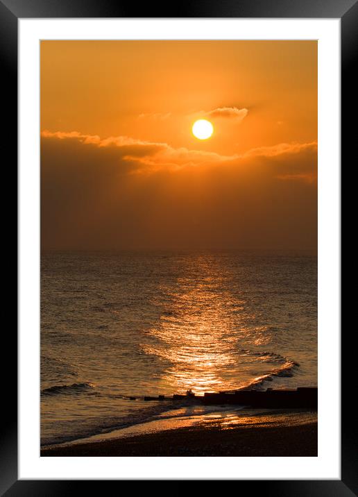 Sunset over sea Framed Mounted Print by Sally Wallis
