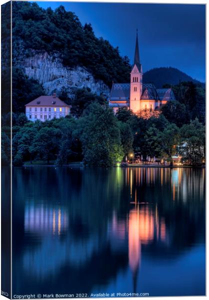 Bled Church Canvas Print by Mark Bowman