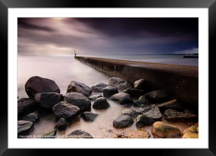 Rocky Pier Framed Mounted Print by Mark Bowman