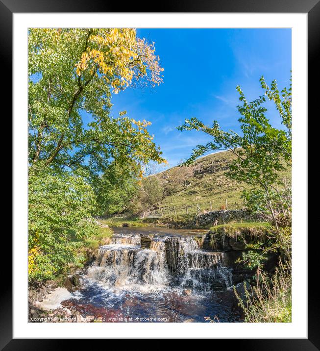 Ettersgill Beck Waterfall Autumn Tints Framed Mounted Print by Richard Laidler