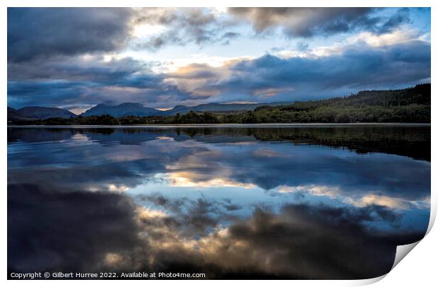 Scottish Loch's Enigmatic Cloudy Reflection Print by Gilbert Hurree