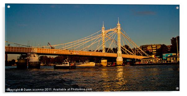 Albert Bridge Sunrise Acrylic by Dawn O'Connor