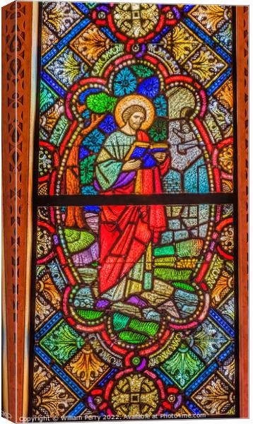 Saint Reading Stained Glass St Augustine Cathedral Tucson Arizona Canvas Print by William Perry