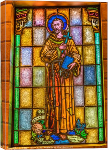 Francis Stained Glass St Augustine Cathedral Tucson Arizona Canvas Print by William Perry