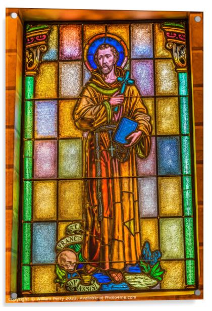 Francis Stained Glass St Augustine Cathedral Tucson Arizona Acrylic by William Perry