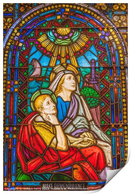Saint Monica Stained Glass St Augustine Cathedral Tucson Arizona Print by William Perry