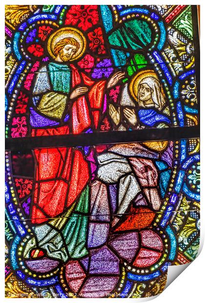 Saint Monica Stained Glass St Augustine Cathedral Tucson Arizona Print by William Perry