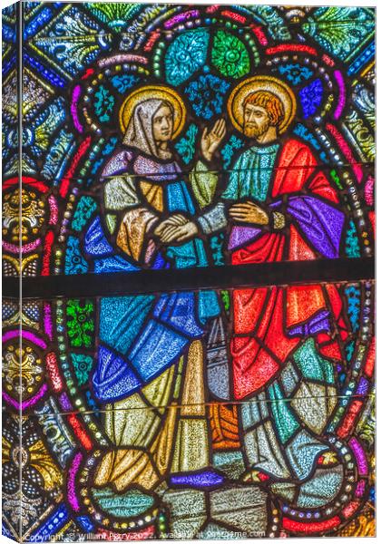 Saint Monica Stained Glass St Augustine Cathedral Tucson Arizona Canvas Print by William Perry