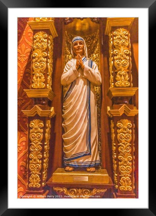 Mother Teresa Statue St. Augustine Cathedral Tucson Arizona Framed Mounted Print by William Perry