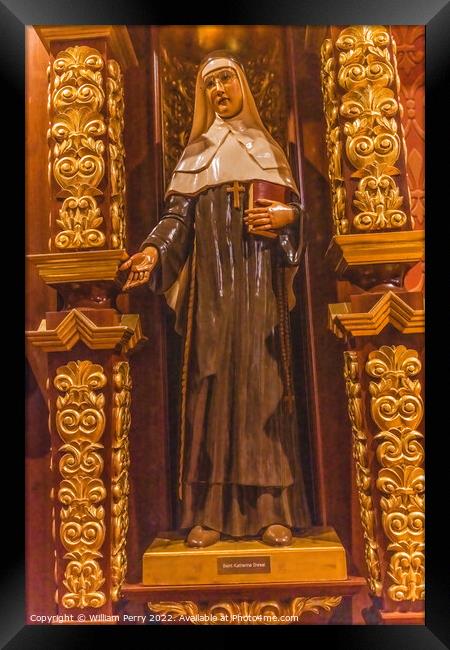 Katharine Hegel Statue St. Augustine Cathedral Tucson Arizona Framed Print by William Perry