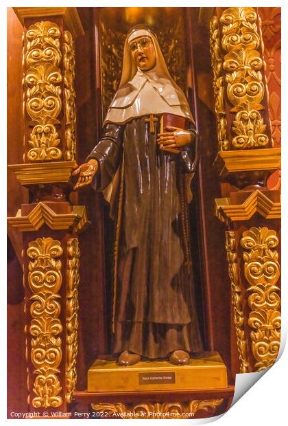 Katharine Hegel Statue St. Augustine Cathedral Tucson Arizona Print by William Perry