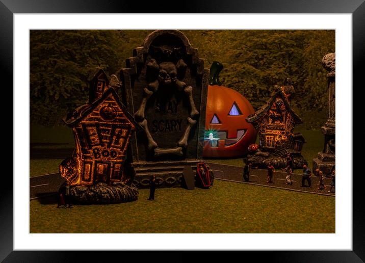 Grim Reapers Halloween Parade Framed Mounted Print by Steve Purnell