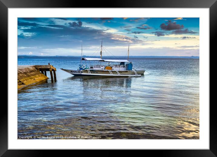 Philippine Tour Boat  Framed Mounted Print by Adrian Evans