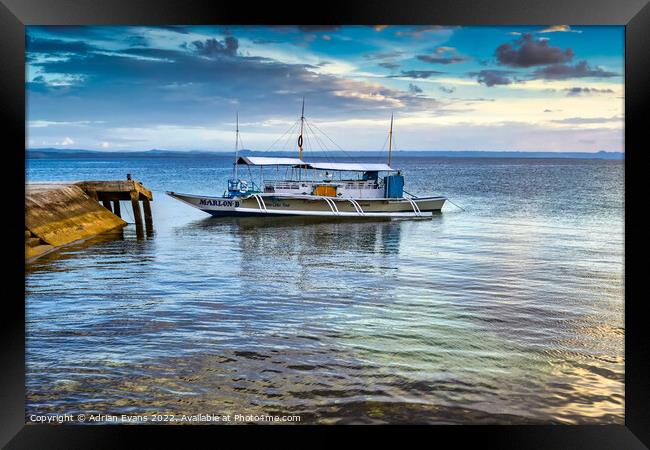 Philippine Tour Boat  Framed Print by Adrian Evans