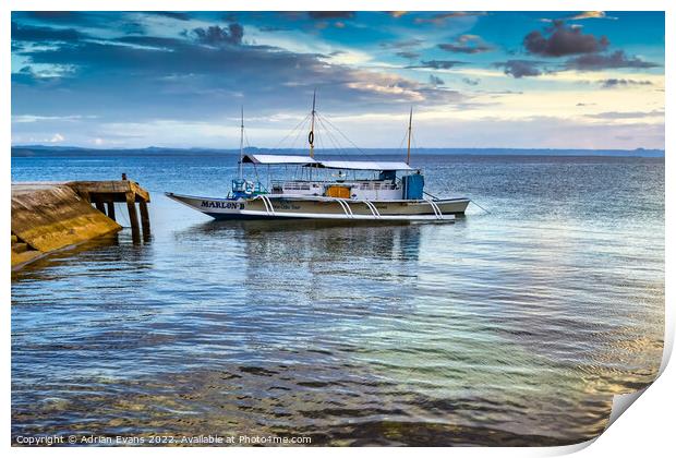 Philippine Tour Boat  Print by Adrian Evans