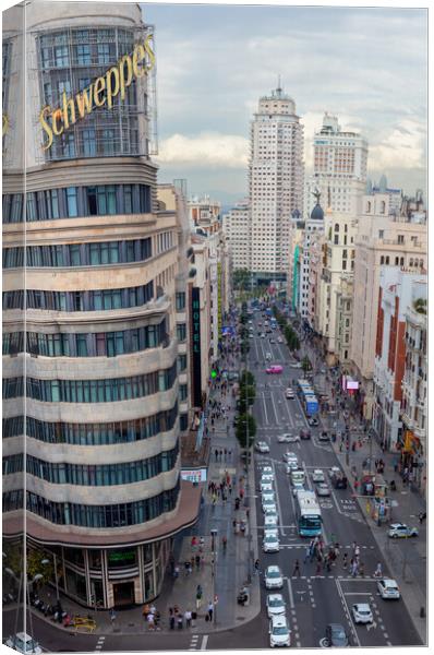 The Schweppes building and Gran Via Canvas Print by Leighton Collins