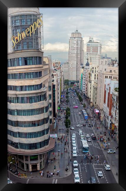 The Schweppes building and Gran Via Framed Print by Leighton Collins