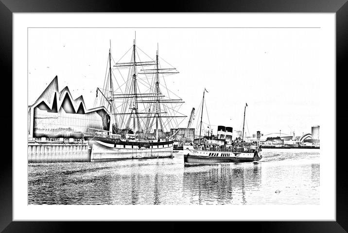  Paddle steamer Waverley passing tall ship Glenlee Framed Mounted Print by Allan Durward Photography