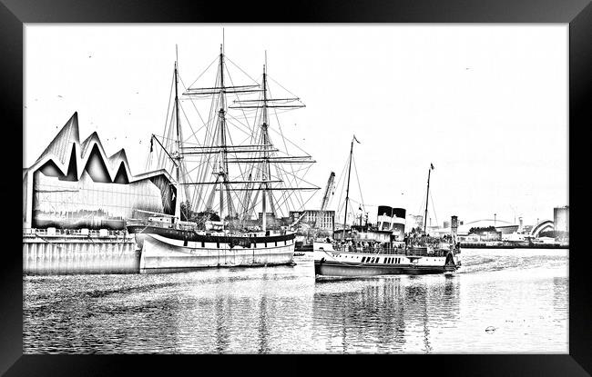  Paddle steamer Waverley passing tall ship Glenlee Framed Print by Allan Durward Photography