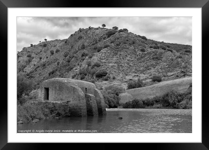 Azenhas do Guadiana in Mertola with Monochrome Framed Mounted Print by Angelo DeVal