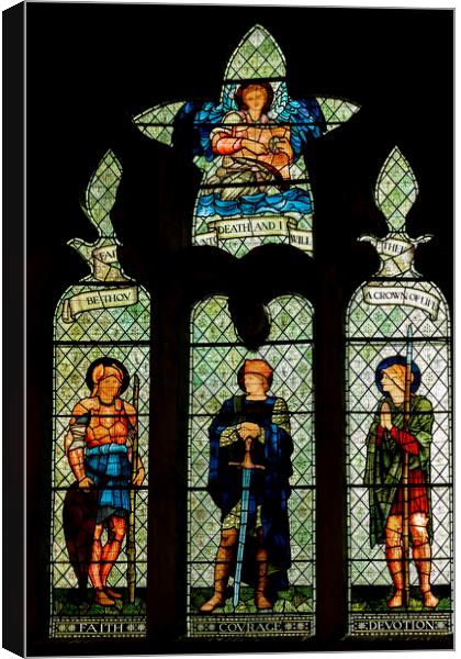 Stained Glass Window Malmesbury Abbey Canvas Print by Derek Beattie