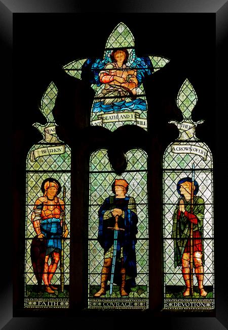 Stained Glass Window Malmesbury Abbey Framed Print by Derek Beattie