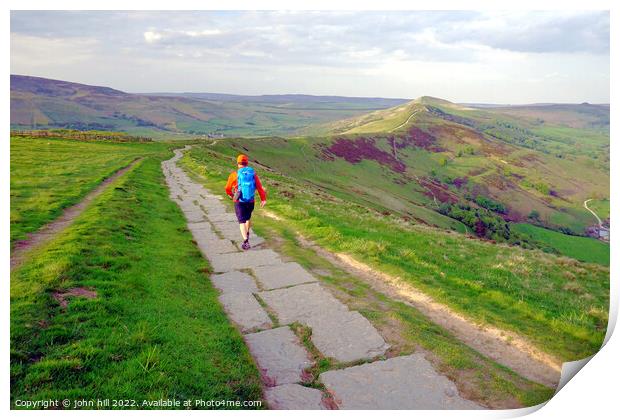 The great ridge from Mam Tor Derbyshire Print by john hill