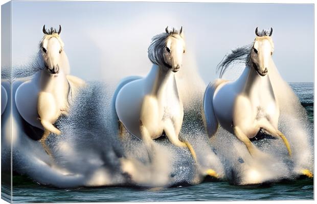 Majestic White Stallions Canvas Print by Picture Wizard