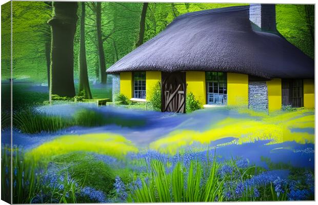 Thatched Cottage In The Woods Canvas Print by Picture Wizard