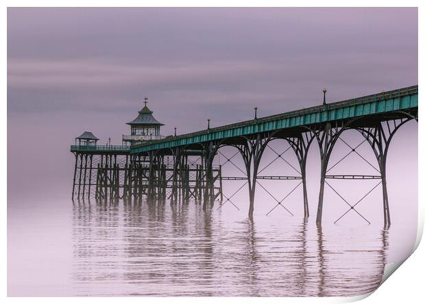 Clevedon Pier on a calm and misty morning Print by Rory Hailes