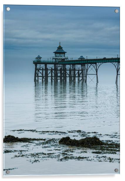 Clevedon Pier on a calm morning with reflection Acrylic by Rory Hailes