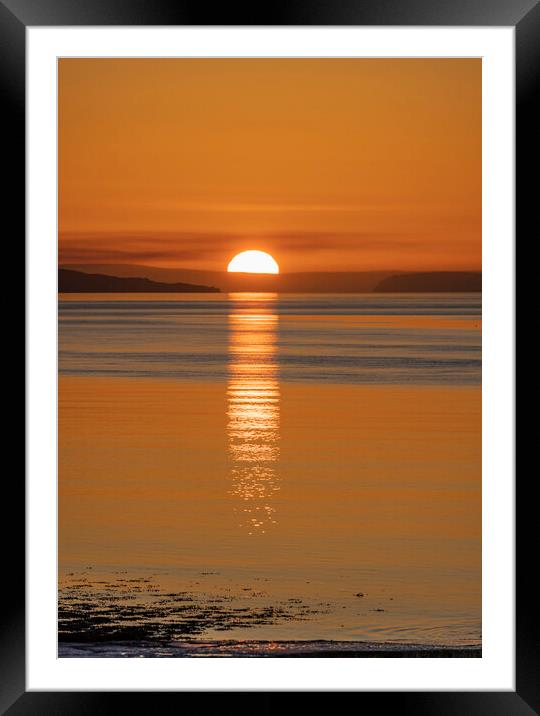 The sun setting over the Exmoor coast. Framed Mounted Print by Rory Hailes