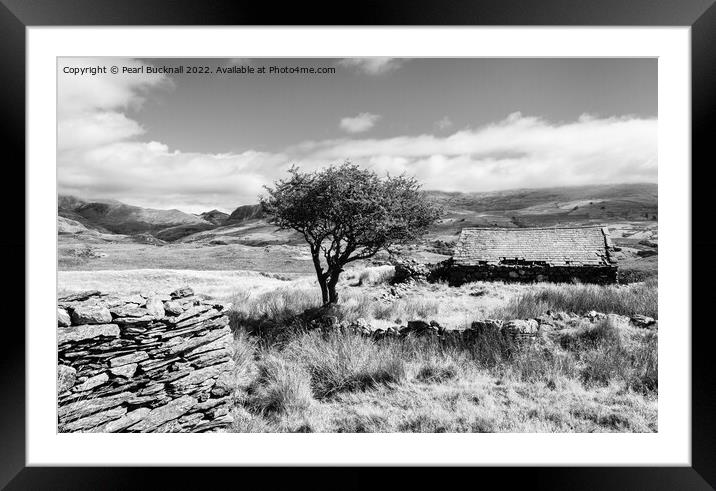 Cwm Pennant Snowdonia Landscape Black and White Framed Mounted Print by Pearl Bucknall