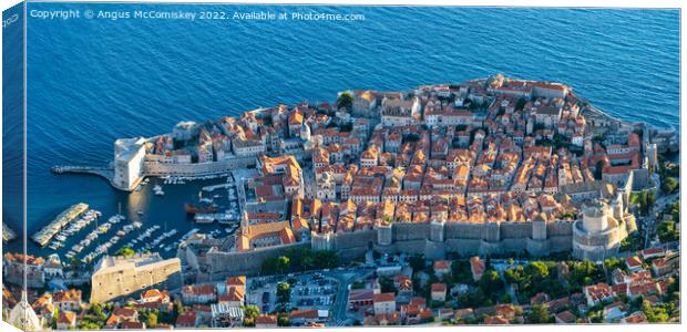 Old walled city of Dubrovnik in Croatia panorama Canvas Print by Angus McComiskey