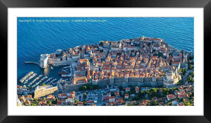 Old walled city of Dubrovnik in Croatia panorama Framed Mounted Print by Angus McComiskey