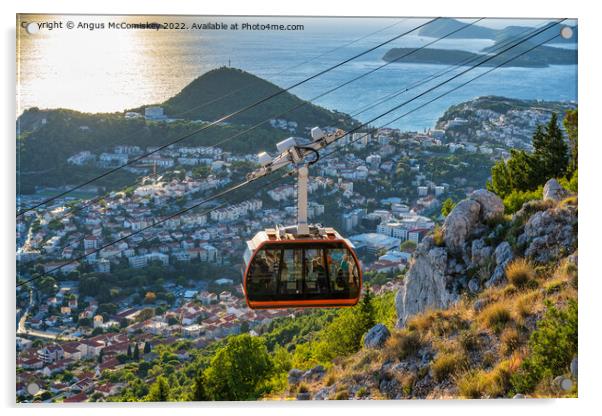 Dubrovnik cable car ascending, Croatia Acrylic by Angus McComiskey
