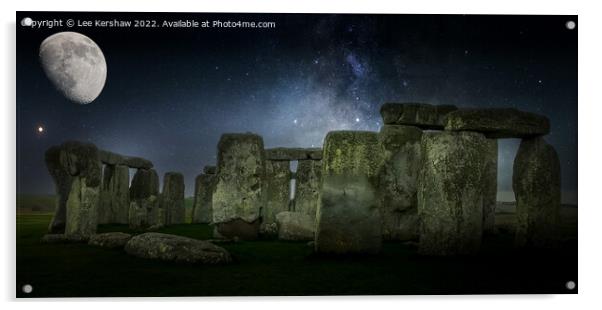 Enigmatic Serenity: Stonehenge's Lunar Lullaby Acrylic by Lee Kershaw