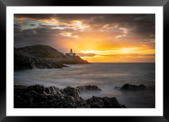Sunrise at Mumbles lighthouse Framed Mounted Print by Bryn Morgan