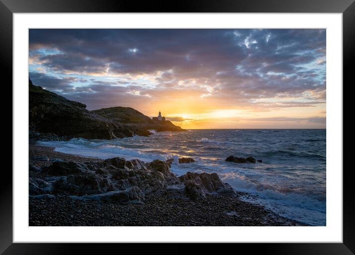 Sunrise at Mumbles lighthouse Framed Mounted Print by Bryn Morgan