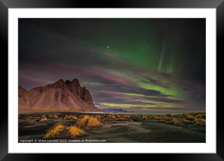 Sky cloud with Aurora and Mountain  Framed Mounted Print by Steve Lansdell